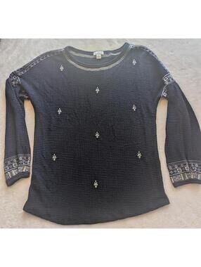 Sundance Dark Blue Knit Sweater with Embroidered Blouse